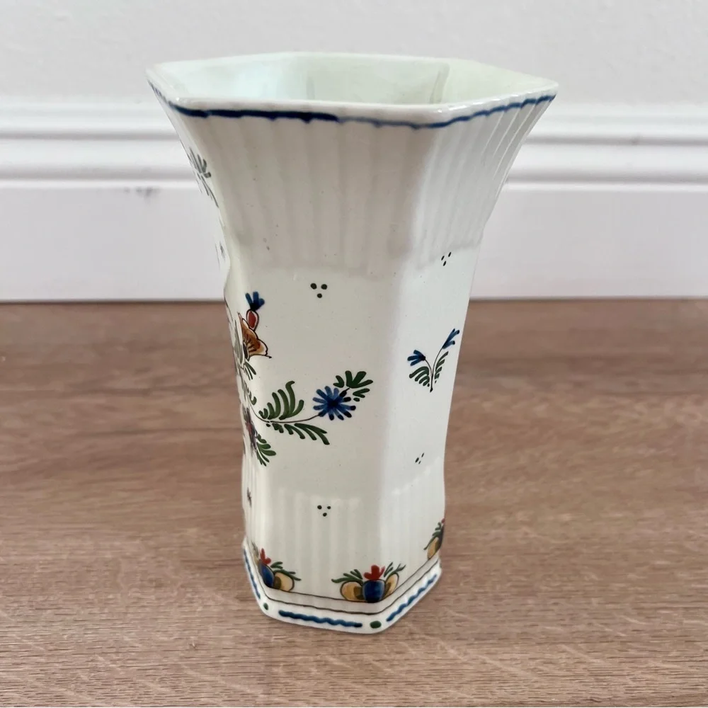 Royal Delft Holland The Orignal Blue Vase Polychrome Hand Painted Flower Vintage